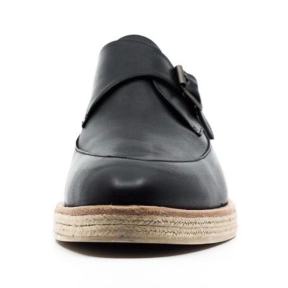 Freda Salvador Black Leather Monk Strap Espadrille Loafers - Picture 3 of 11